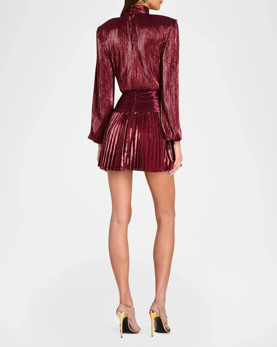 Retrofête Freja Pleated High-Neck Mini Dress | Thumbnail 3 Retrofête Freja Pleated High-Neck Mini Dress | Thumbnail 3