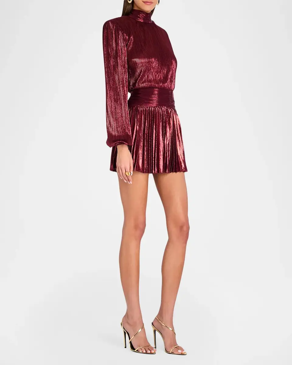 Retrofête Freja Pleated High-Neck Mini Dress | Thumbnail 6 Retrofête Freja Pleated High-Neck Mini Dress | Thumbnail 6