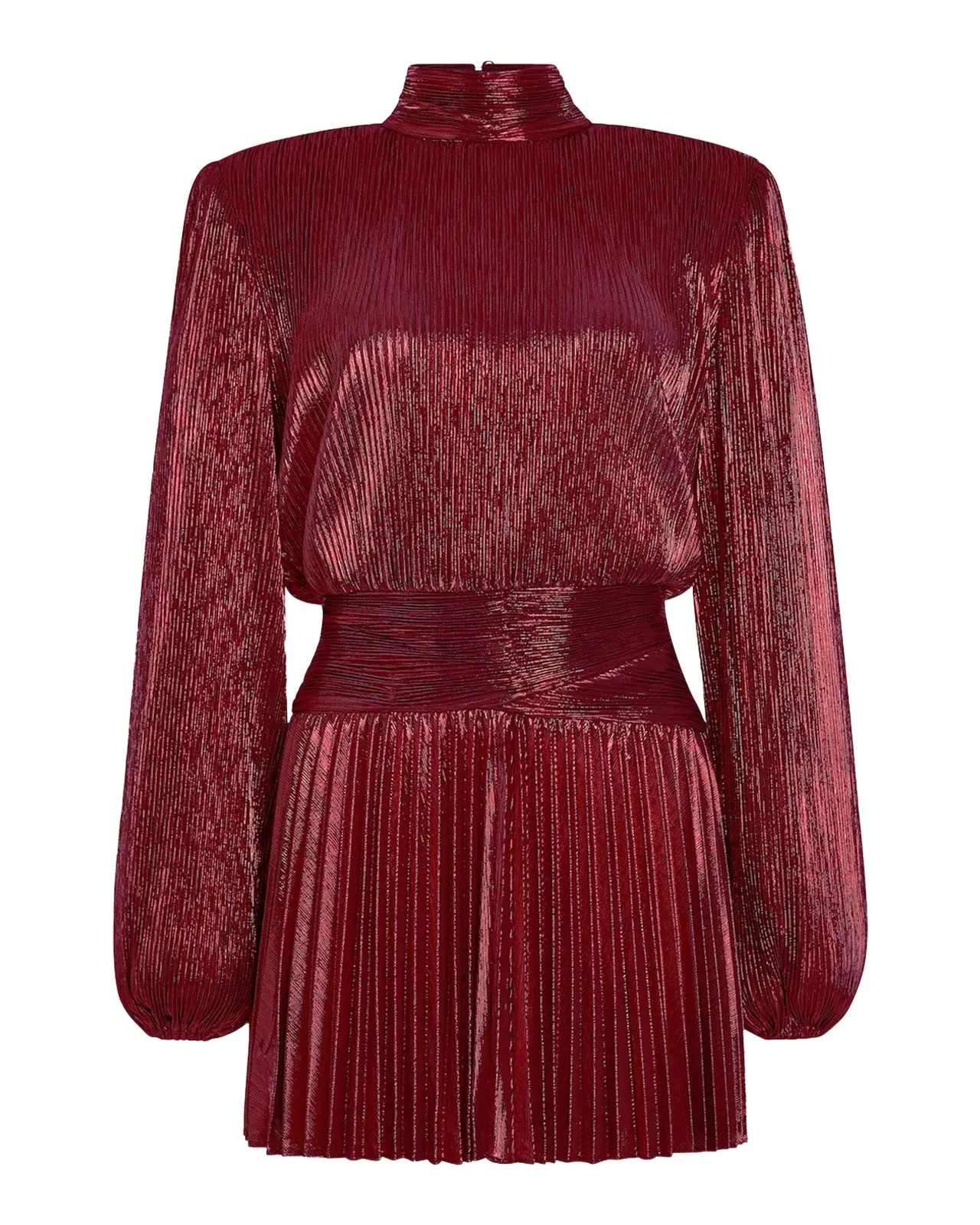 Freja Pleated High-Neck Mini Dress