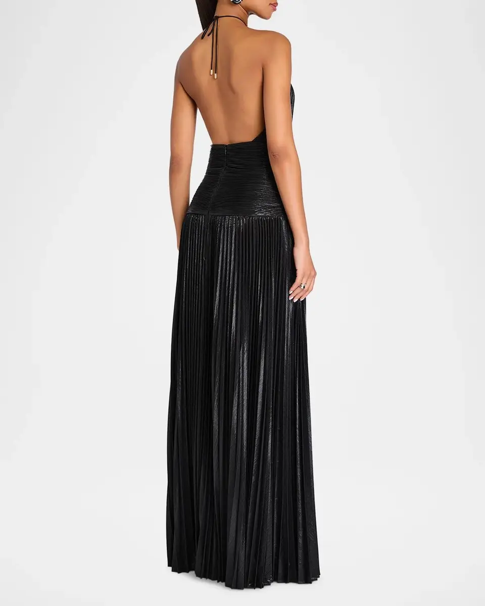 Retrofête Thalia Metallic Halter Gown | Thumbnail 3 Retrofête Thalia Metallic Halter Gown | Thumbnail 3
