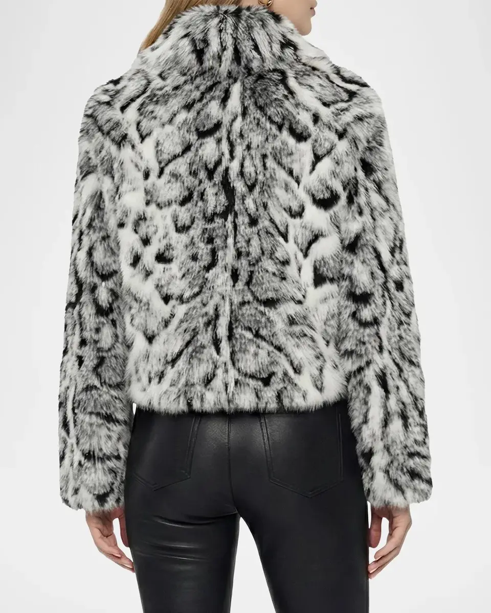 Gorski Faux-Fur Fox Snow Leopard-Print Zip Jacket | Thumbnail 3 Gorski Faux-Fur Fox Snow Leopard-Print Zip Jacket | Thumbnail 3