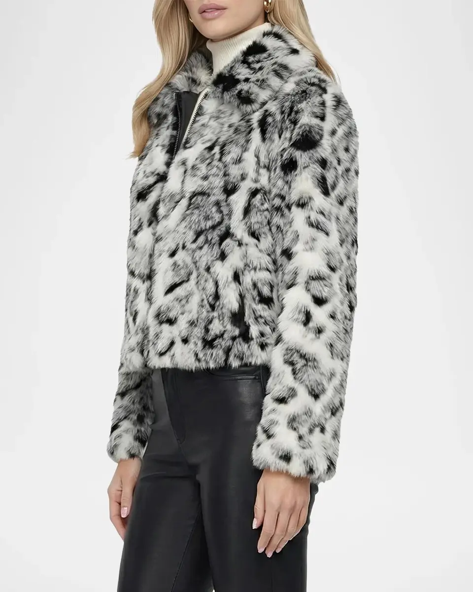 Gorski Faux-Fur Fox Snow Leopard-Print Zip Jacket | Thumbnail 4 Gorski Faux-Fur Fox Snow Leopard-Print Zip Jacket | Thumbnail 4