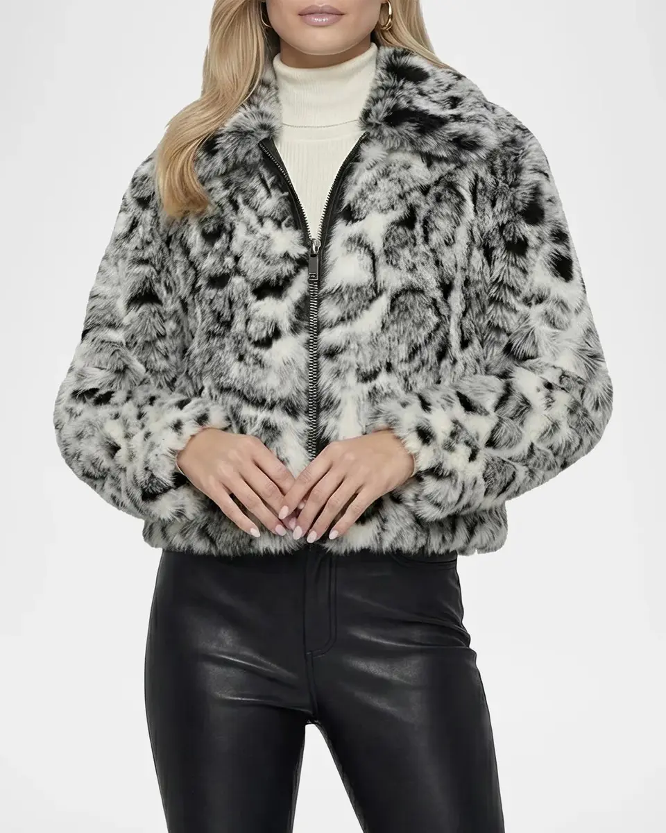 Gorski Faux-Fur Fox Snow Leopard-Print Zip Jacket | Thumbnail 5 Gorski Faux-Fur Fox Snow Leopard-Print Zip Jacket | Thumbnail 5