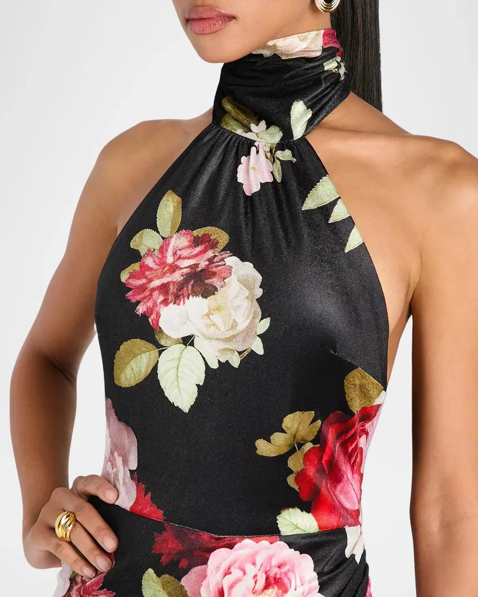 Retrofête Winrey Floral Velvet Fringe-Trim High-Low Dress | Thumbnail 5 Retrofête Winrey Floral Velvet Fringe-Trim High-Low Dress | Thumbnail 5