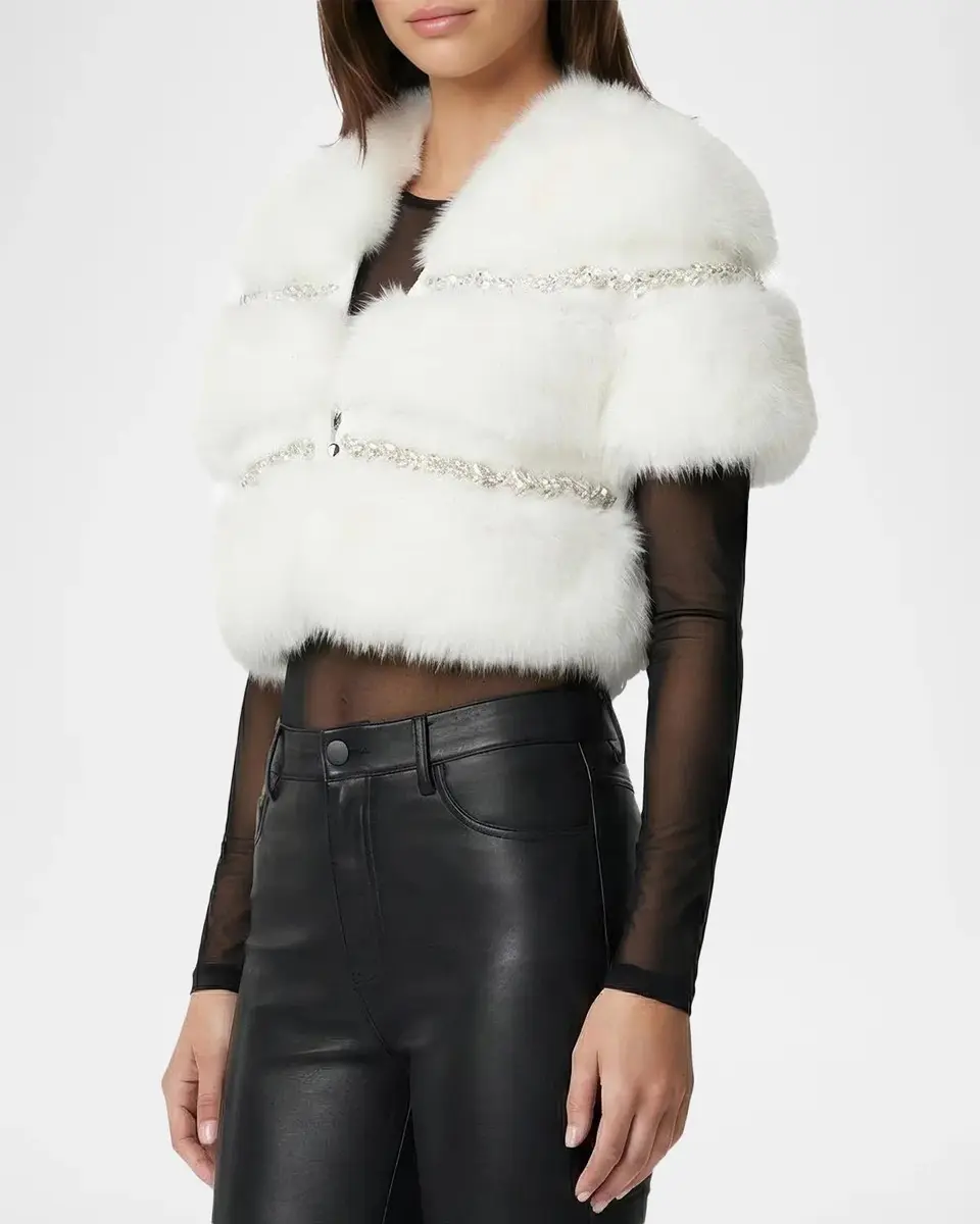 Gorski Faux-Fur Fox Rhinestoned Bolero With Short Sleeves | Thumbnail 4 Gorski Faux-Fur Fox Rhinestoned Bolero With Short Sleeves | Thumbnail 4