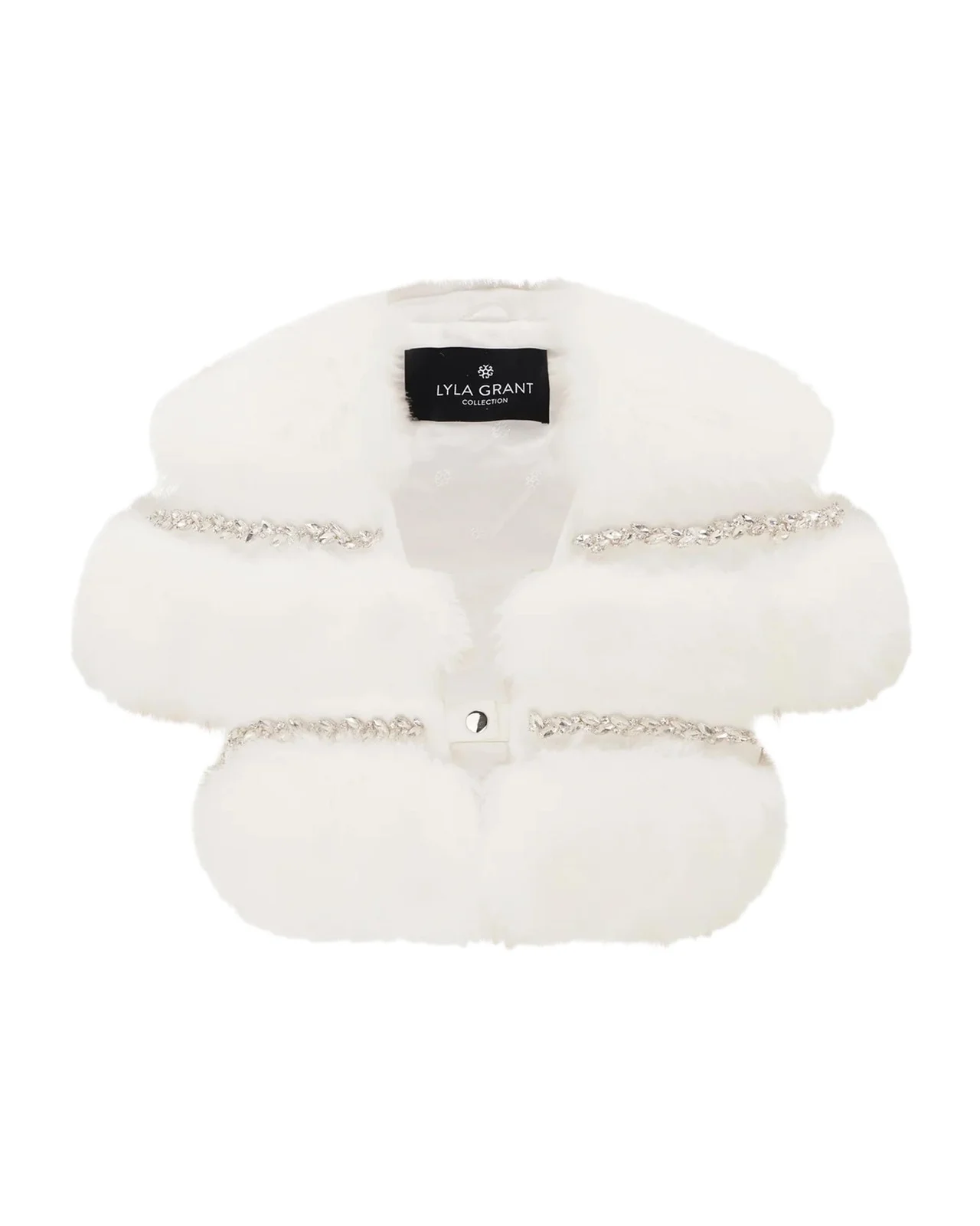 Lyla Grant Faux-Fur Fox Rhinestoned Bolero With Short Sleeves