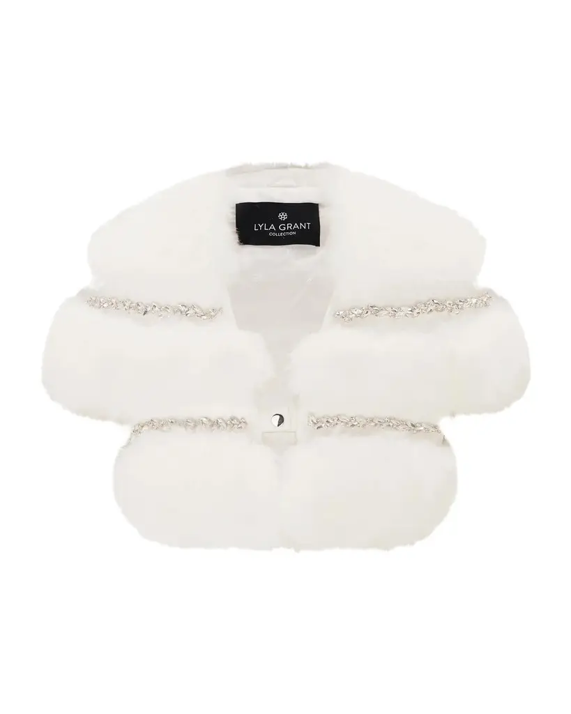 Gorski Faux-Fur Fox Rhinestoned Bolero With Short Sleeves