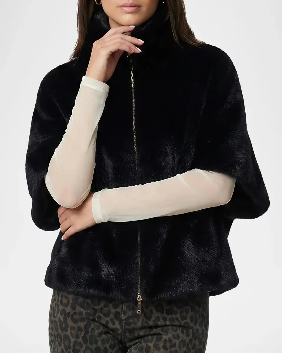 Gorski Faux-Fur Mink Short-Sleeve Hooded Jacket | Thumbnail 5 Gorski Faux-Fur Mink Short-Sleeve Hooded Jacket | Thumbnail 5