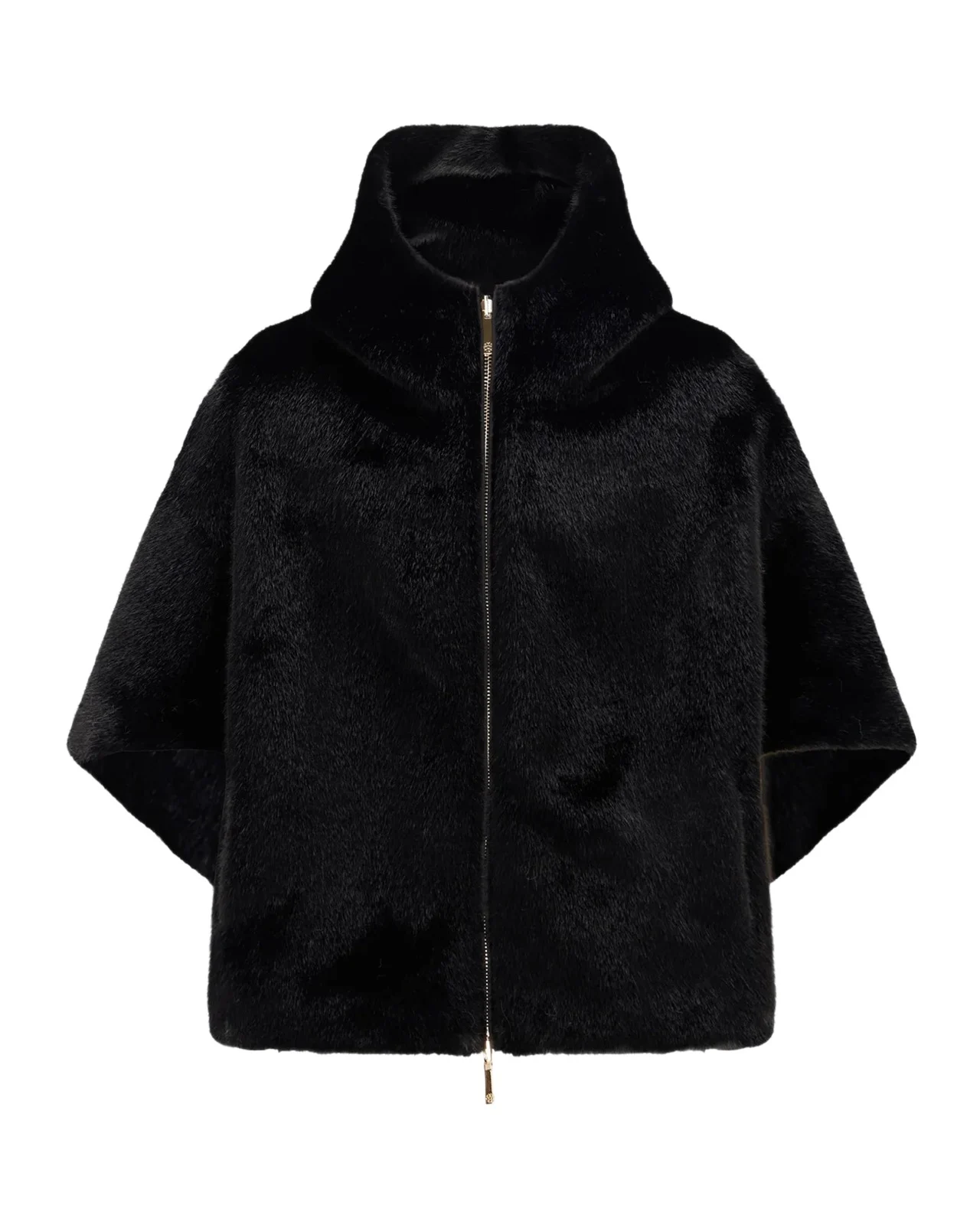Faux-Fur Mink Short-Sleeve Hooded Jacket Faux-Fur Mink Short-Sleeve Hooded Jacket