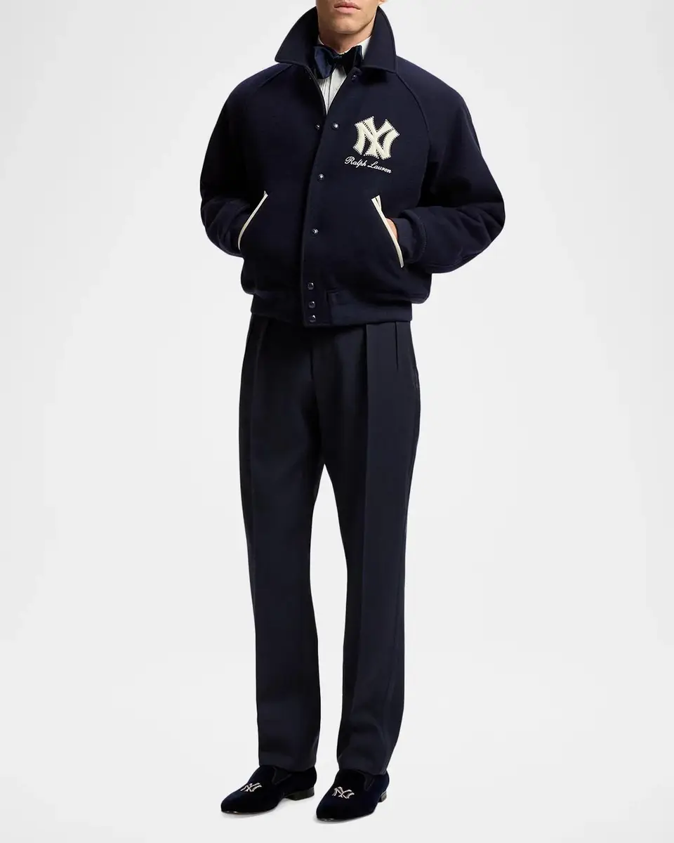 Ralph Lauren Purple Label Men's Yankees Wool Shearling-Lined Jacket | Thumbnail 2 Ralph Lauren Purple Label Men's Yankees Wool Shearling-Lined Jacket | Thumbnail 2
