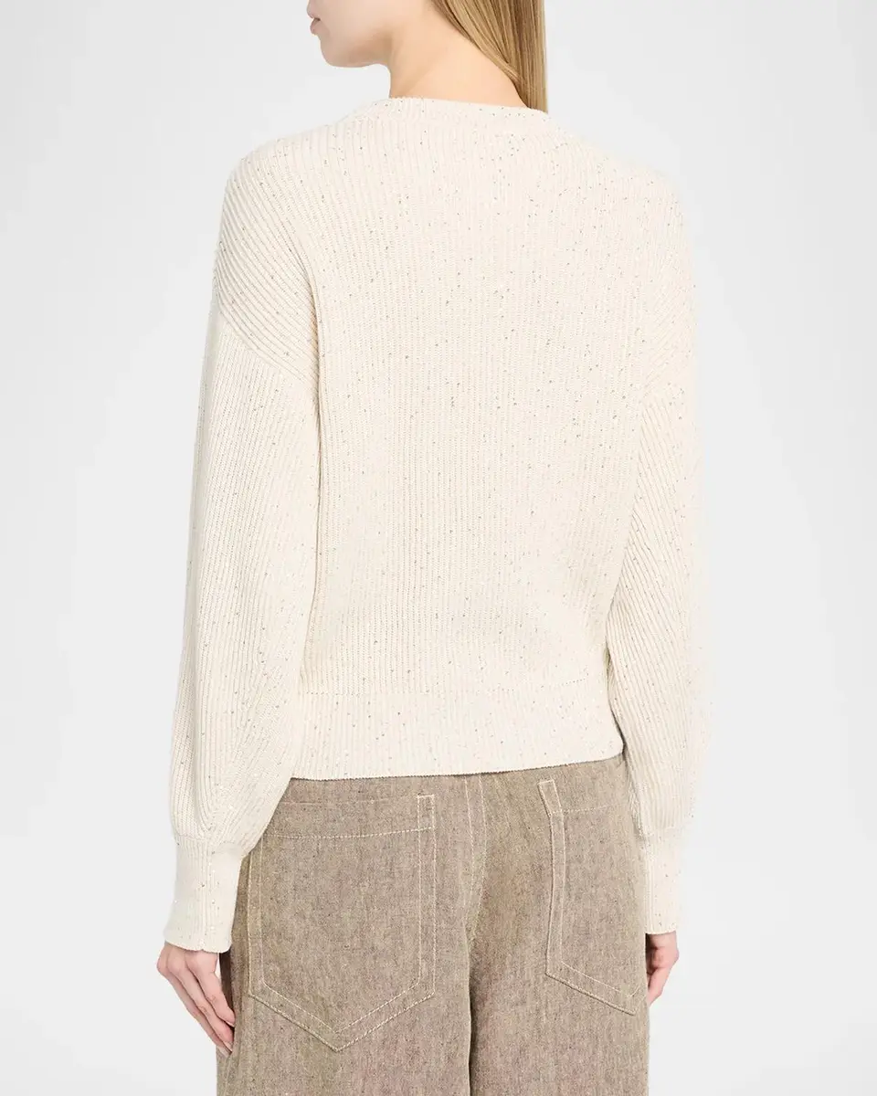Brunello Cucinelli Shimmering Linen-Cotton Knit Crewneck Sweater | Thumbnail 3 Brunello Cucinelli Shimmering Linen-Cotton Knit Crewneck Sweater | Thumbnail 3
