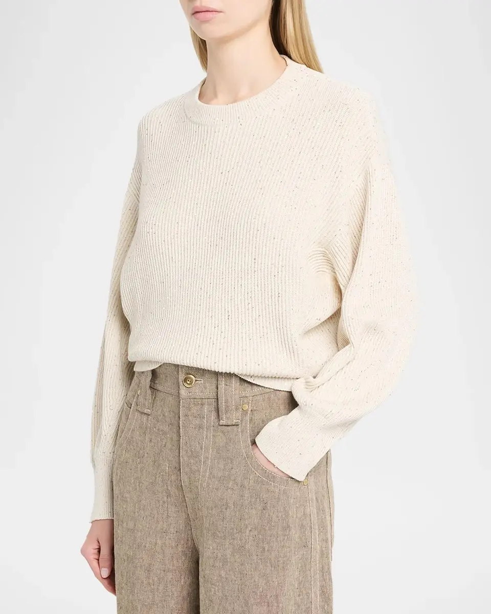 Brunello Cucinelli Shimmering Linen-Cotton Knit Crewneck Sweater | Thumbnail 4 Brunello Cucinelli Shimmering Linen-Cotton Knit Crewneck Sweater | Thumbnail 4