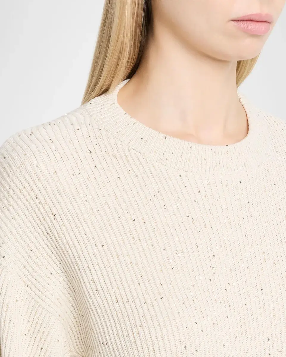 Brunello Cucinelli Shimmering Linen-Cotton Knit Crewneck Sweater | Thumbnail 5 Brunello Cucinelli Shimmering Linen-Cotton Knit Crewneck Sweater | Thumbnail 5