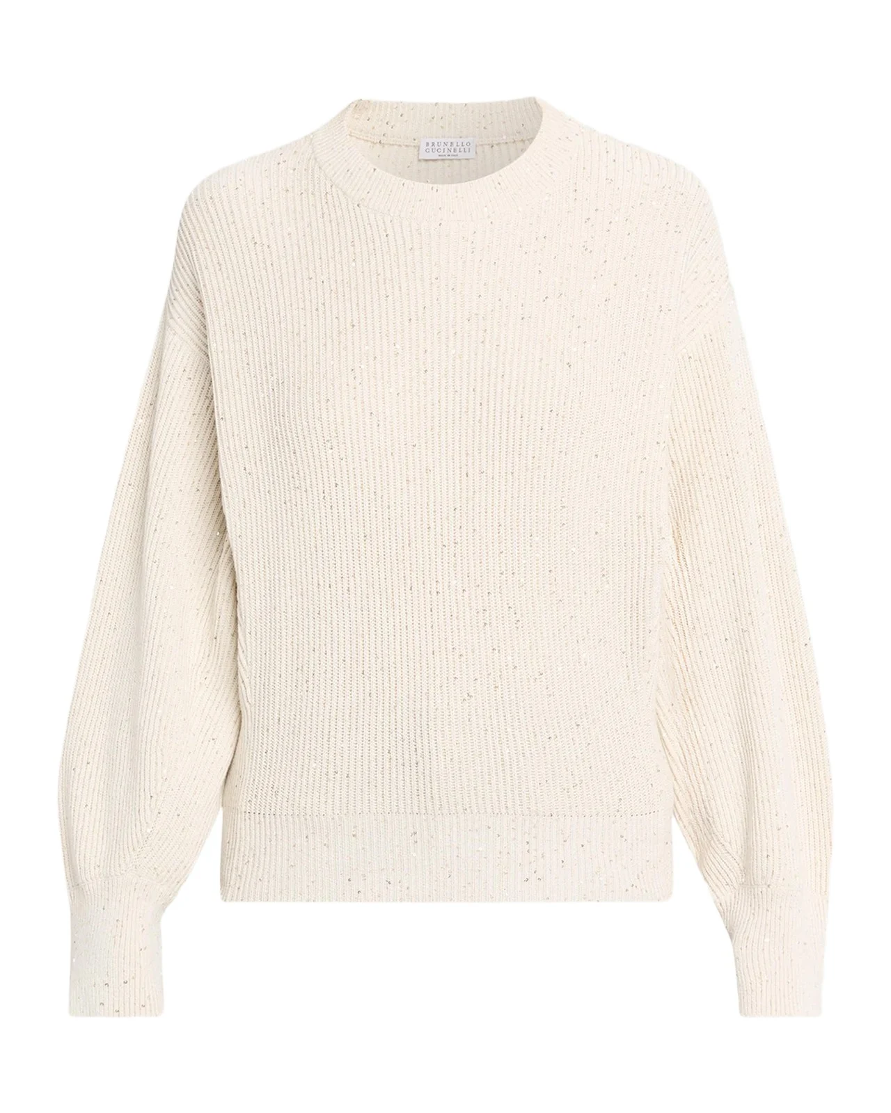 Brunello Cucinelli Shimmering Linen-Cotton Knit Crewneck Sweater
