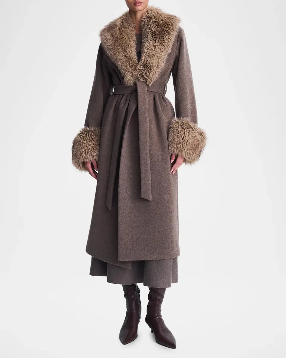 Simkhai Kinsley Faux-Fur Belted Long Coat | Thumbnail 2