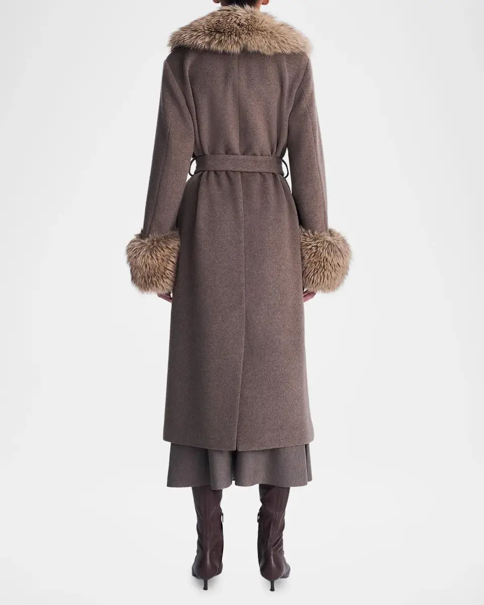Simkhai Kinsley Faux-Fur Belted Long Coat | Thumbnail 3