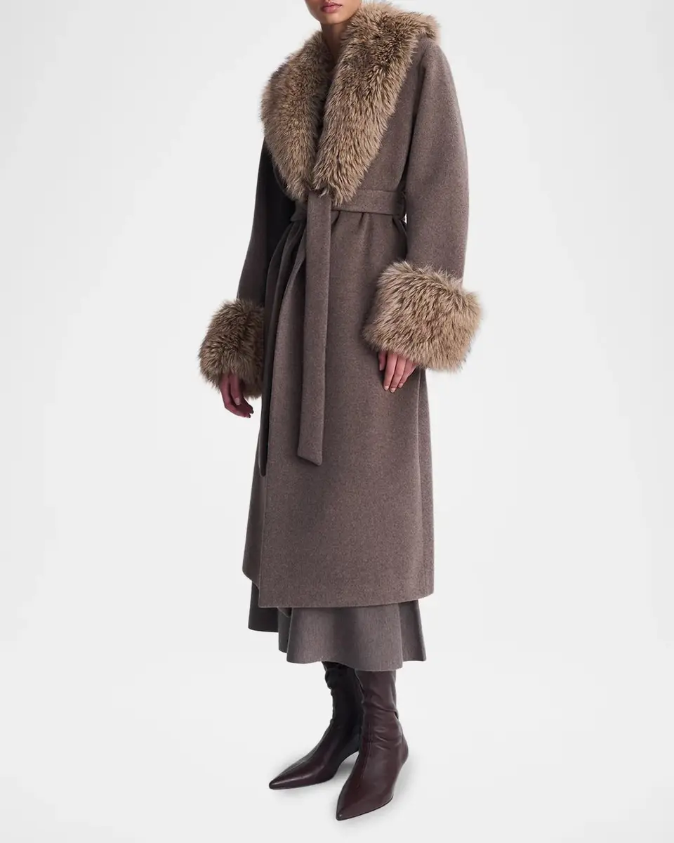 Simkhai Kinsley Faux-Fur Belted Long Coat | Thumbnail 4
