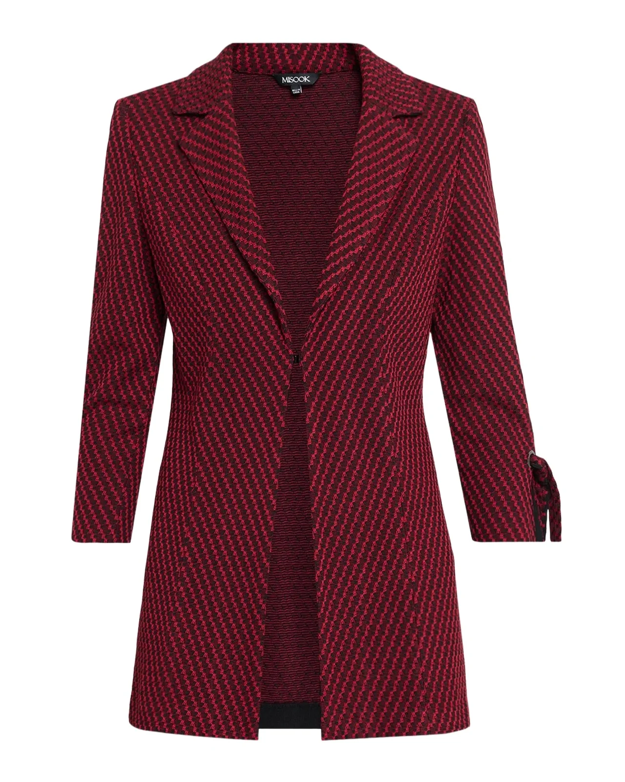 Misook Knit Single-Breasted Tie-Cuff Jacket