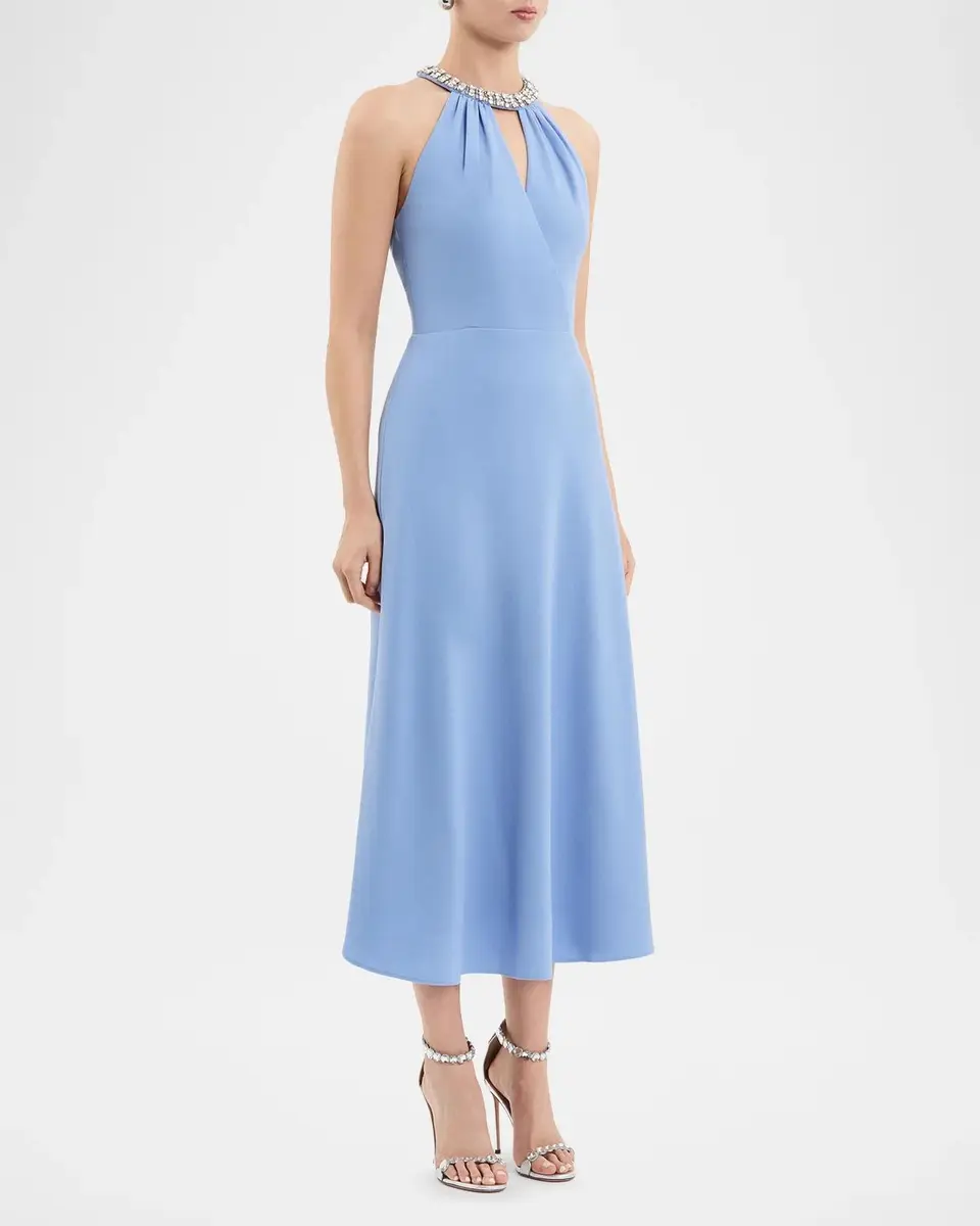 Rebecca Vallance Gimlet Diamante-Trim Halter Midi Dress | Thumbnail 4