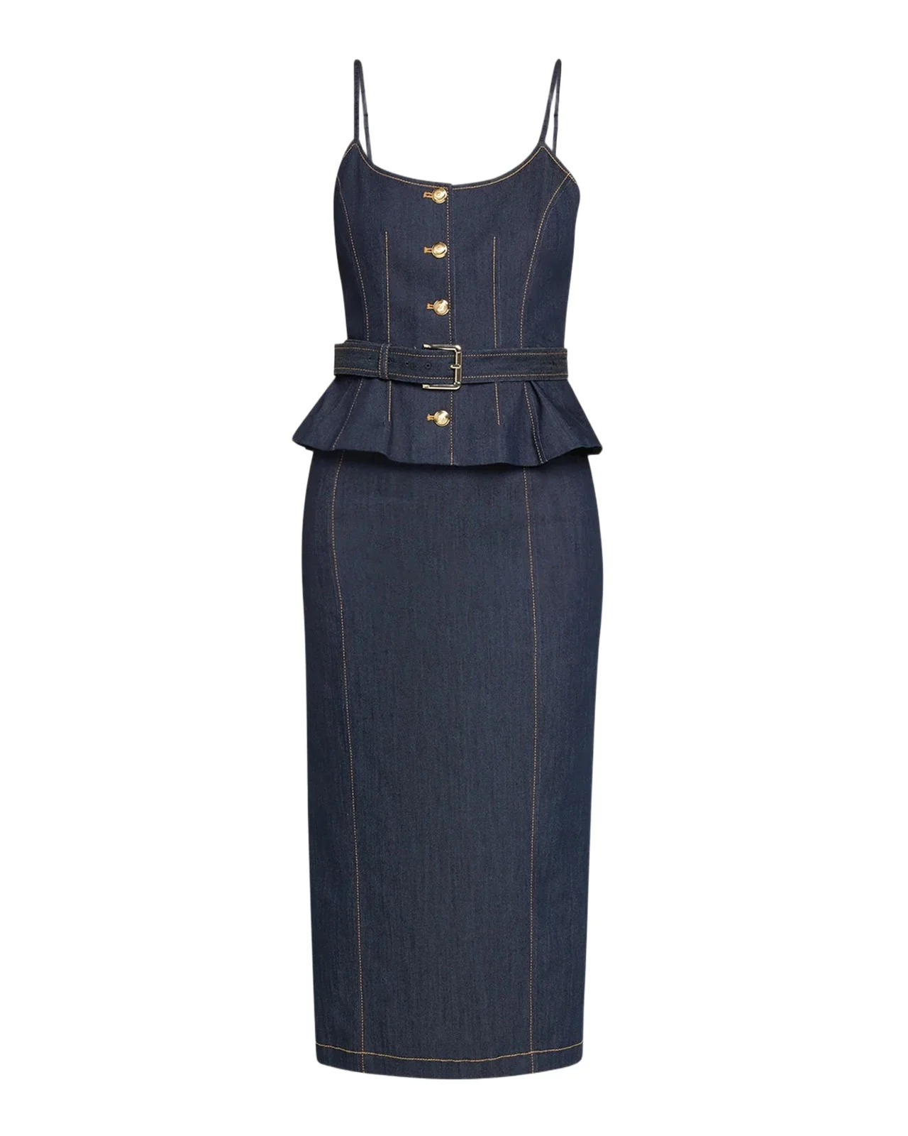 Cecilia Belted Peplum Midi Dress Cecilia Belted Peplum Midi Dress