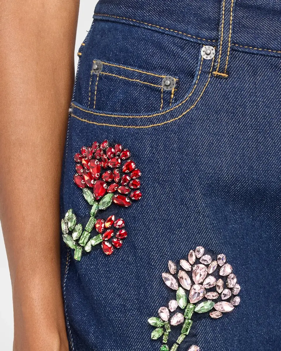 Cinq à Sept Stevie Rhinestone-Rose Flare-Leg Jeans | Thumbnail 5