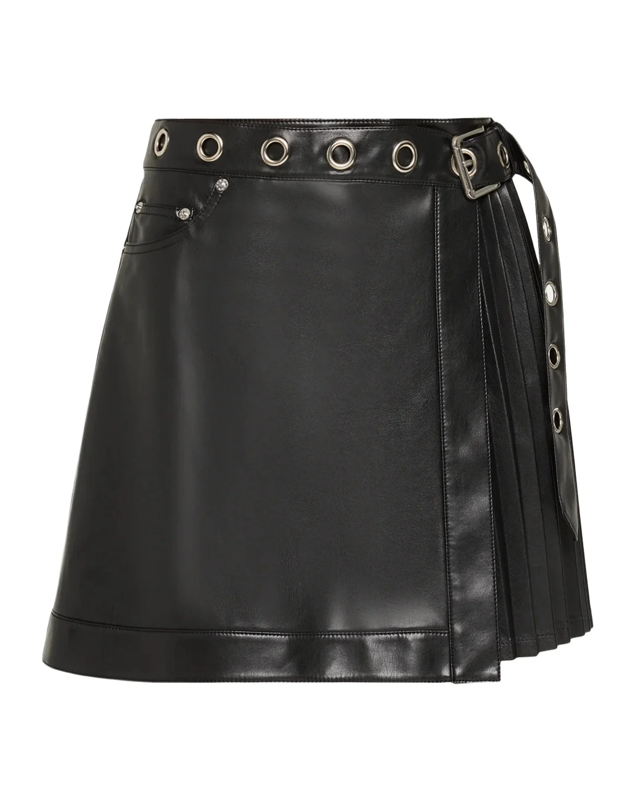Vegan Leather Wrap Mini Skirt