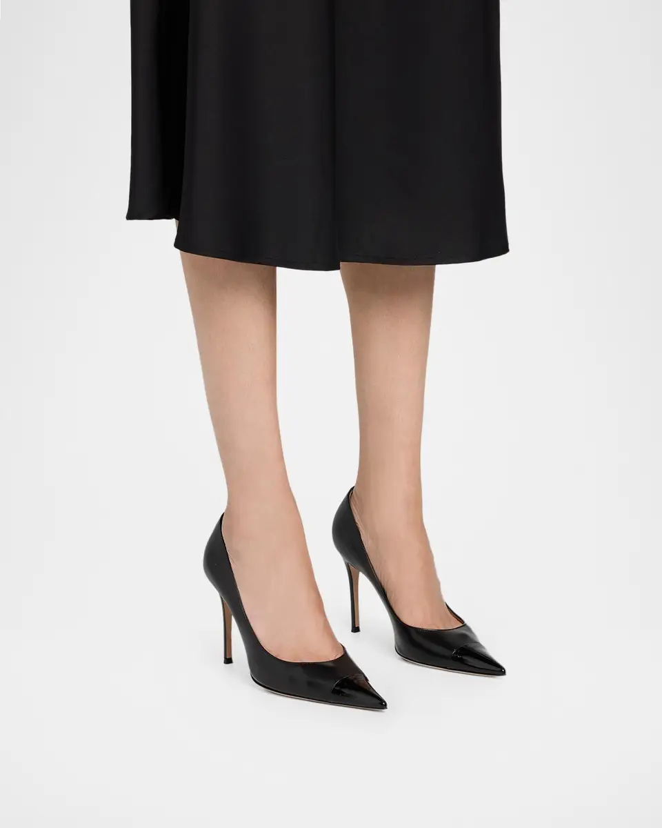 Gianvito Rossi 95mm Leather Cap-Toe Pumps | Thumbnail 2 Gianvito Rossi 95mm Leather Cap-Toe Pumps | Thumbnail 2