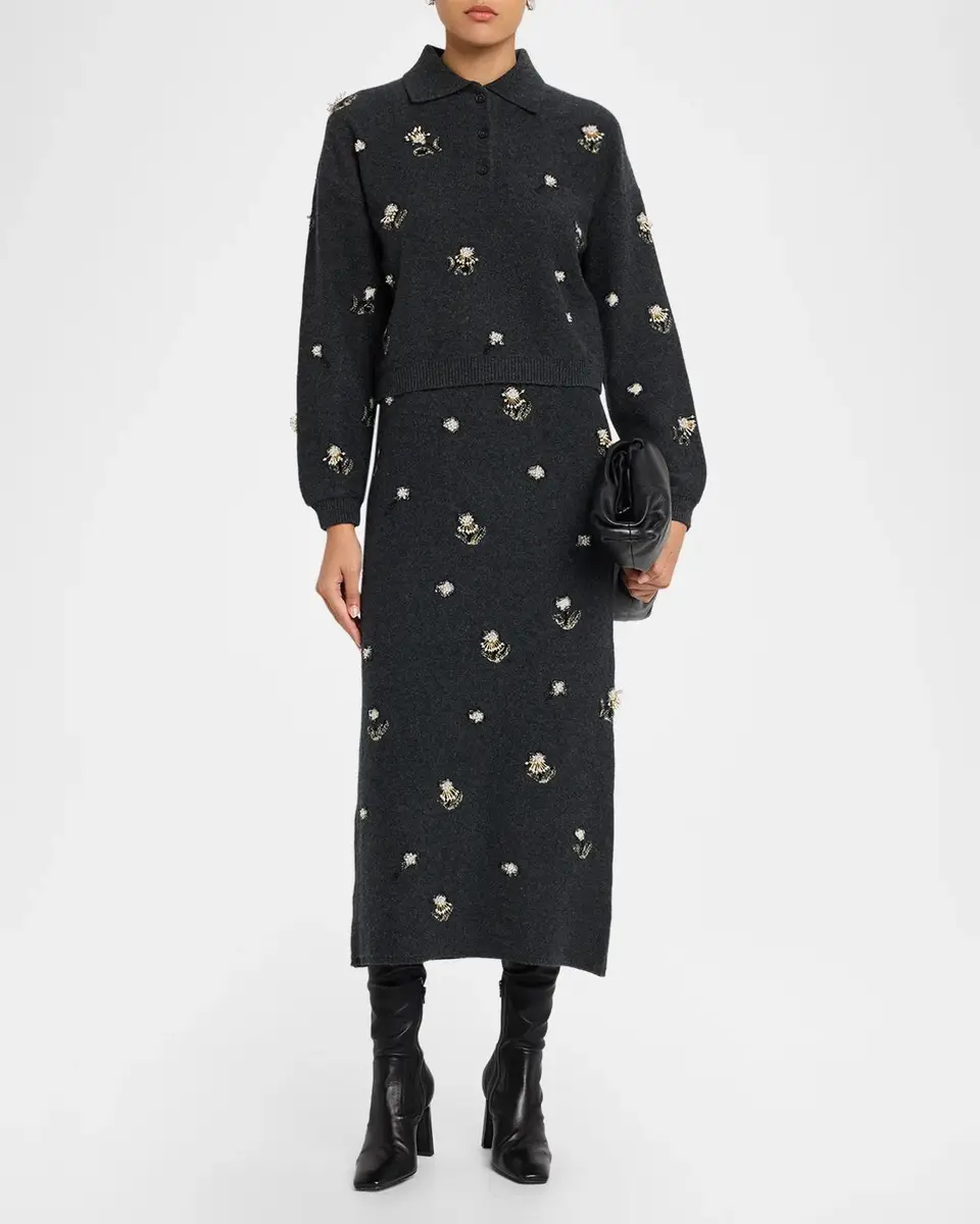 Simkhai Zarelle Embellished Wool & Cashmere Polo Sweater | Thumbnail 2