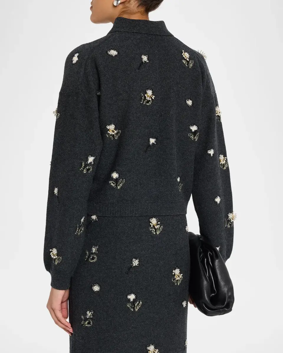 Simkhai Zarelle Embellished Wool & Cashmere Polo Sweater | Thumbnail 3