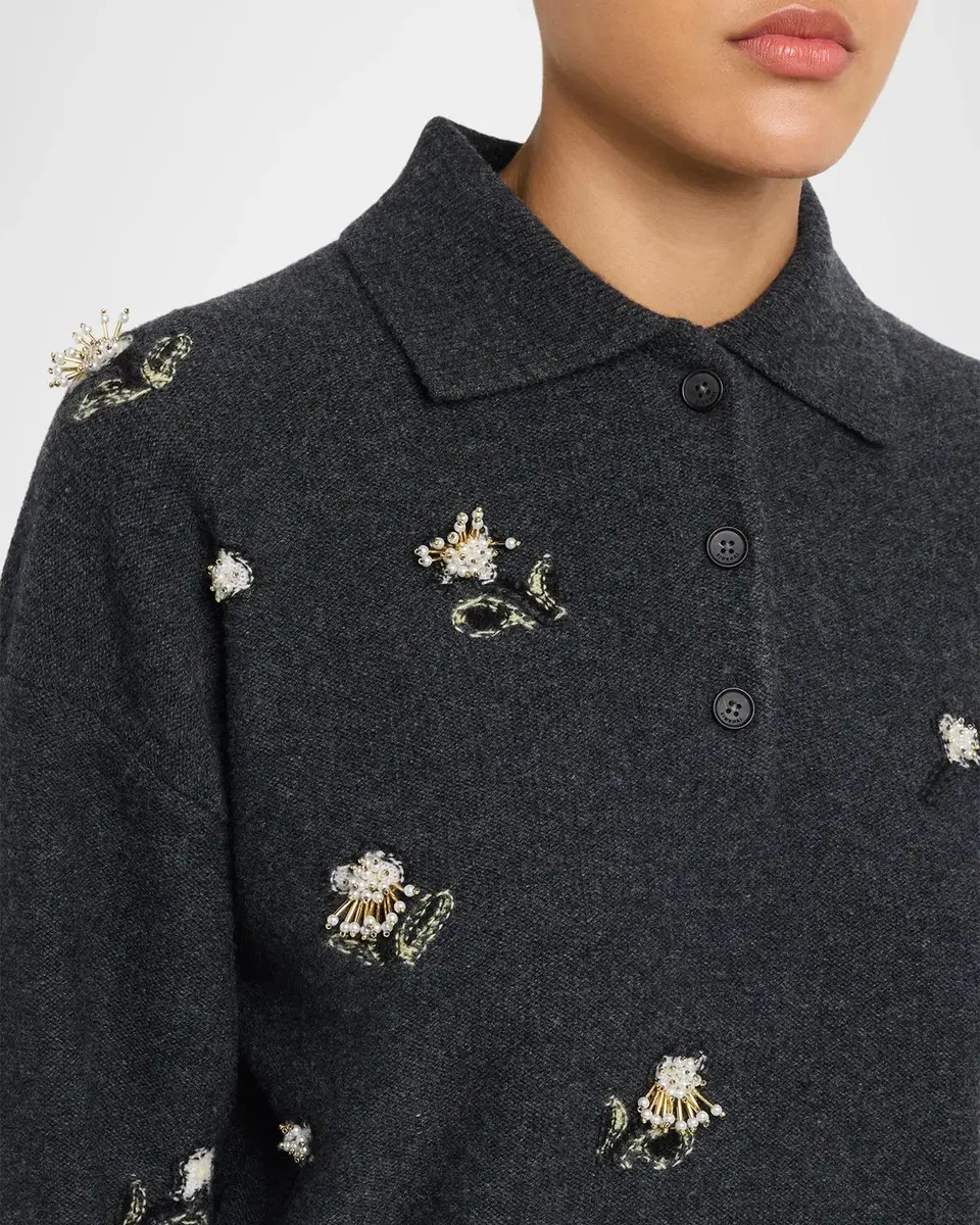 Simkhai Zarelle Embellished Wool & Cashmere Polo Sweater | Thumbnail 5
