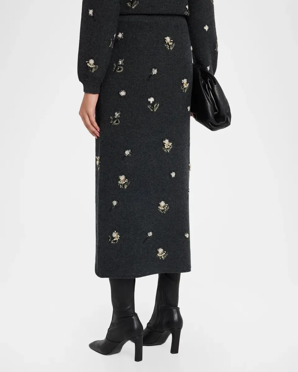 Simkhai Chelly Embellished Wool & Cashmere Midi Skirt | Thumbnail 3 Simkhai Chelly Embellished Wool & Cashmere Midi Skirt | Thumbnail 3