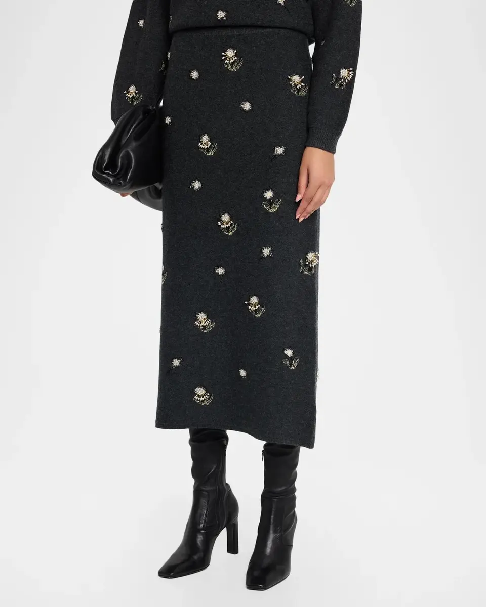Simkhai Chelly Embellished Wool & Cashmere Midi Skirt | Thumbnail 4 Simkhai Chelly Embellished Wool & Cashmere Midi Skirt | Thumbnail 4
