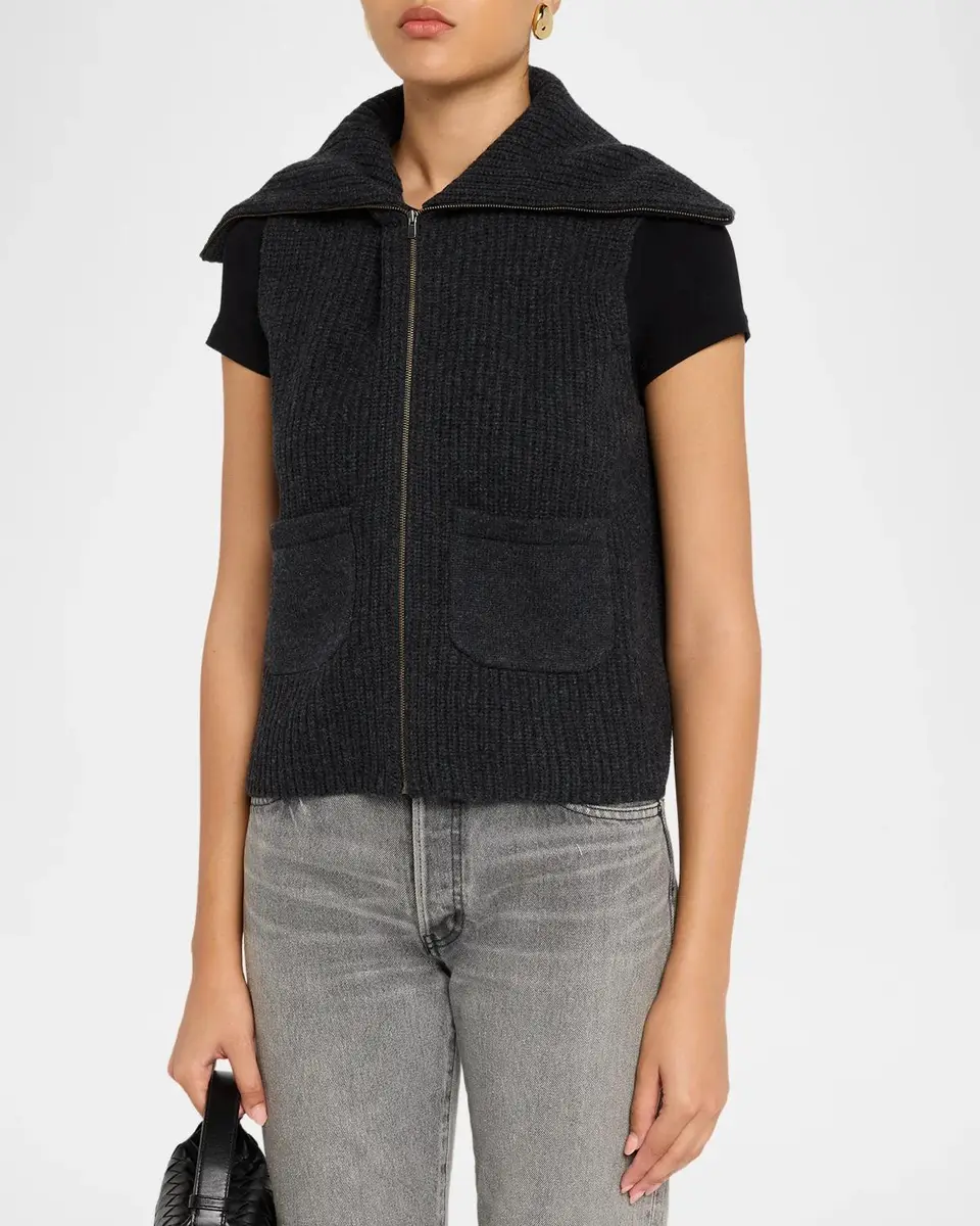 MAJESTIC FILATURES Zip-Front Rib Knit Wool Vest | Thumbnail 4 MAJESTIC FILATURES Zip-Front Rib Knit Wool Vest | Thumbnail 4