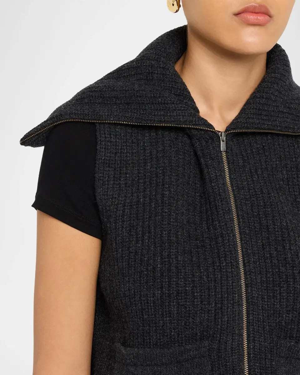 MAJESTIC FILATURES Zip-Front Rib Knit Wool Vest | Thumbnail 5 MAJESTIC FILATURES Zip-Front Rib Knit Wool Vest | Thumbnail 5