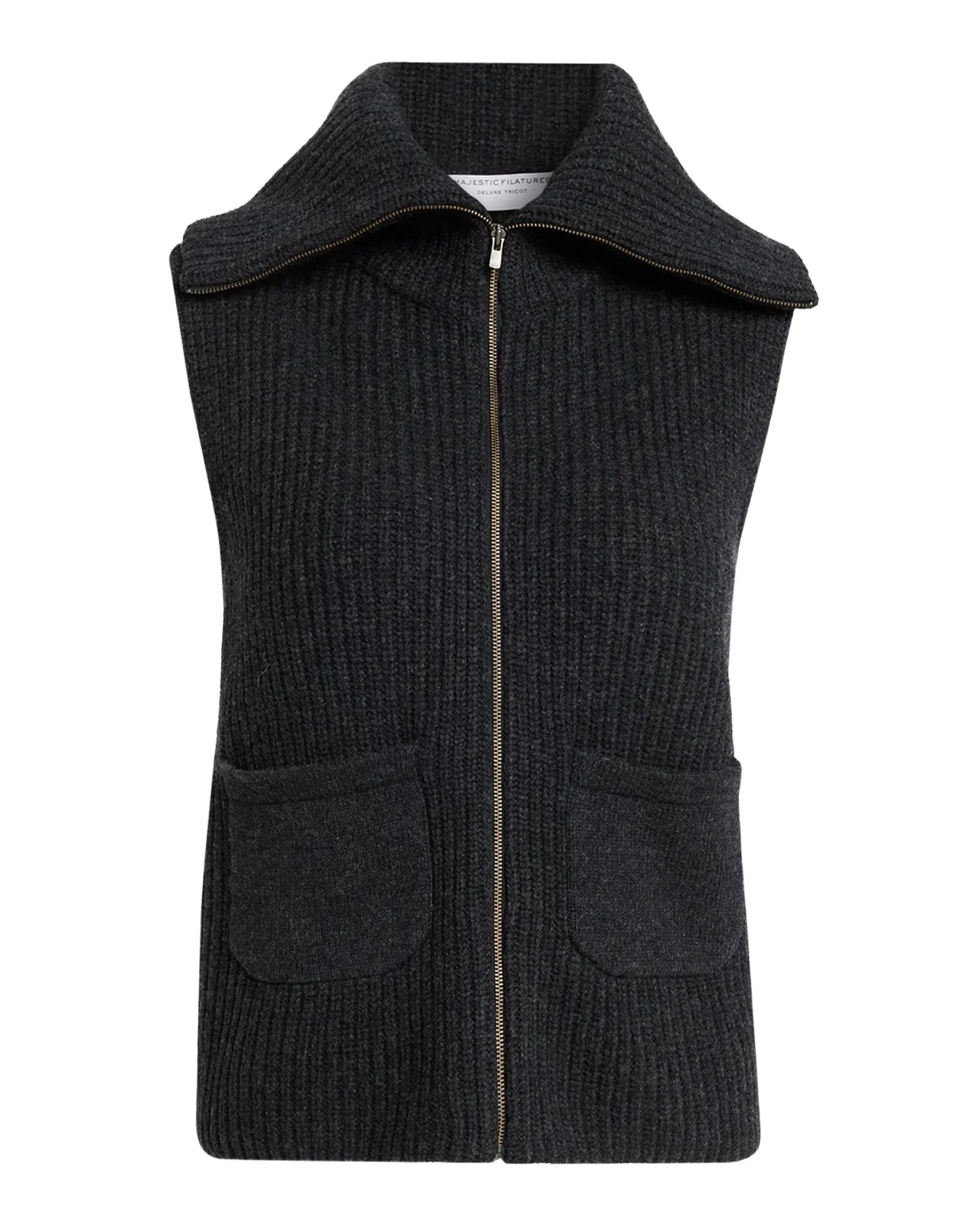 MAJESTIC FILATURES Zip-Front Rib Knit Wool Vest