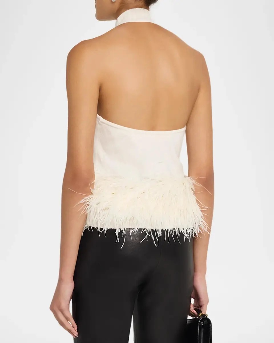 Ramy Brook Kelly Ostrich Feather Wool-Blend Top | Thumbnail 3 Ramy Brook Kelly Ostrich Feather Wool-Blend Top | Thumbnail 3
