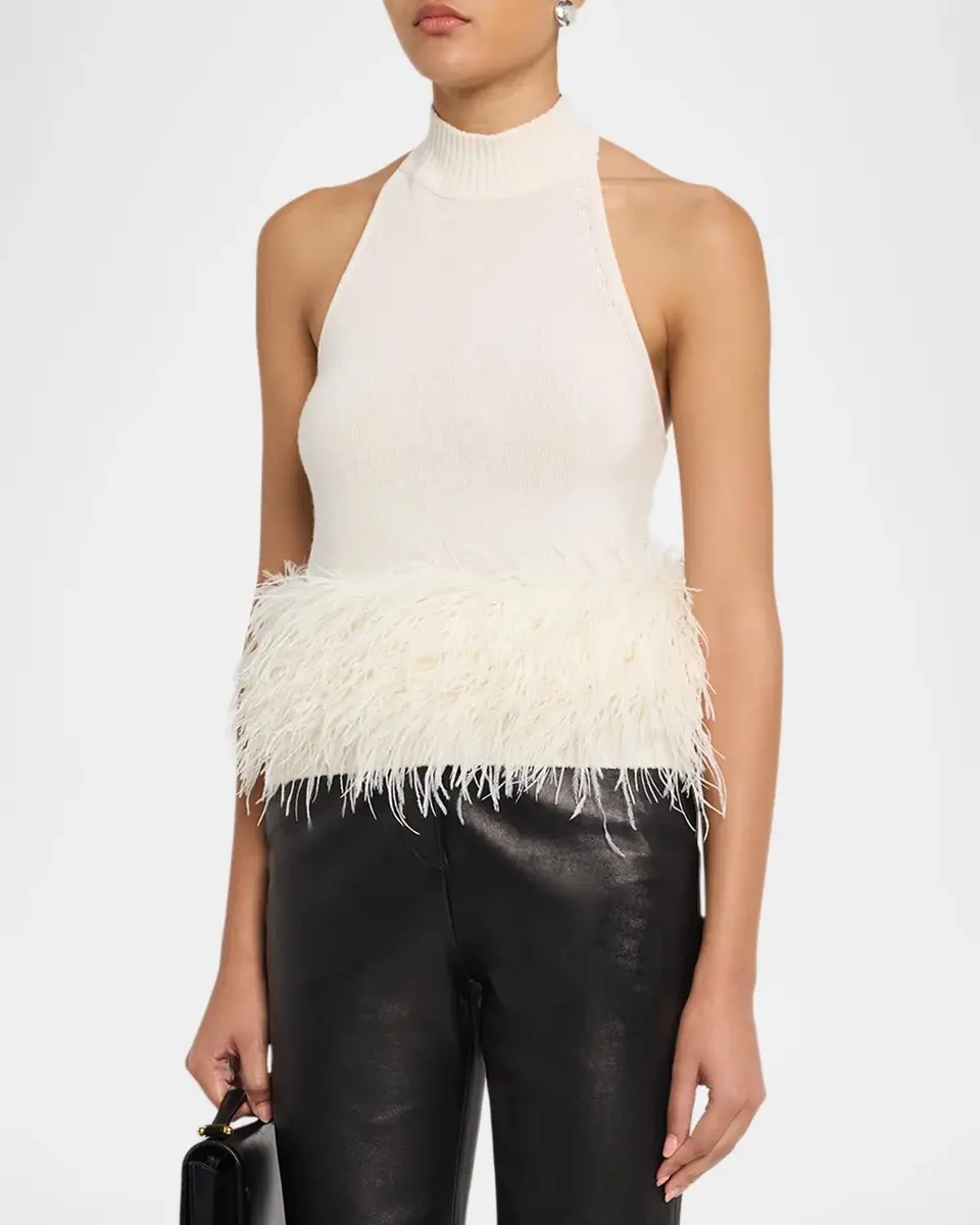Ramy Brook Kelly Ostrich Feather Wool-Blend Top | Thumbnail 4 Ramy Brook Kelly Ostrich Feather Wool-Blend Top | Thumbnail 4