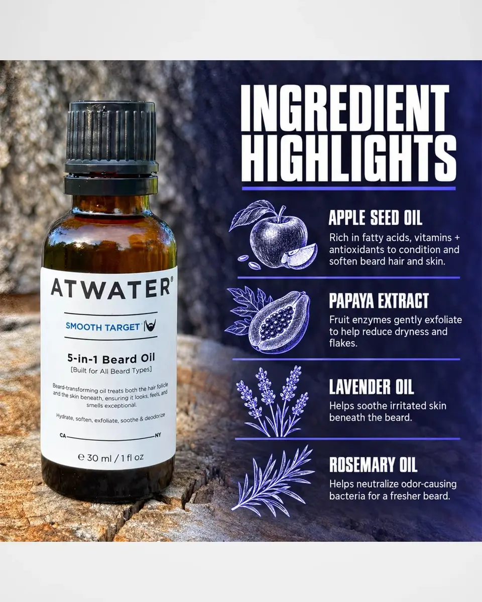 Atwater Smooth Target 5-in-1 Beard Oil, 2 oz. | Thumbnail 4 Atwater Smooth Target 5-in-1 Beard Oil, 2 oz. | Thumbnail 4