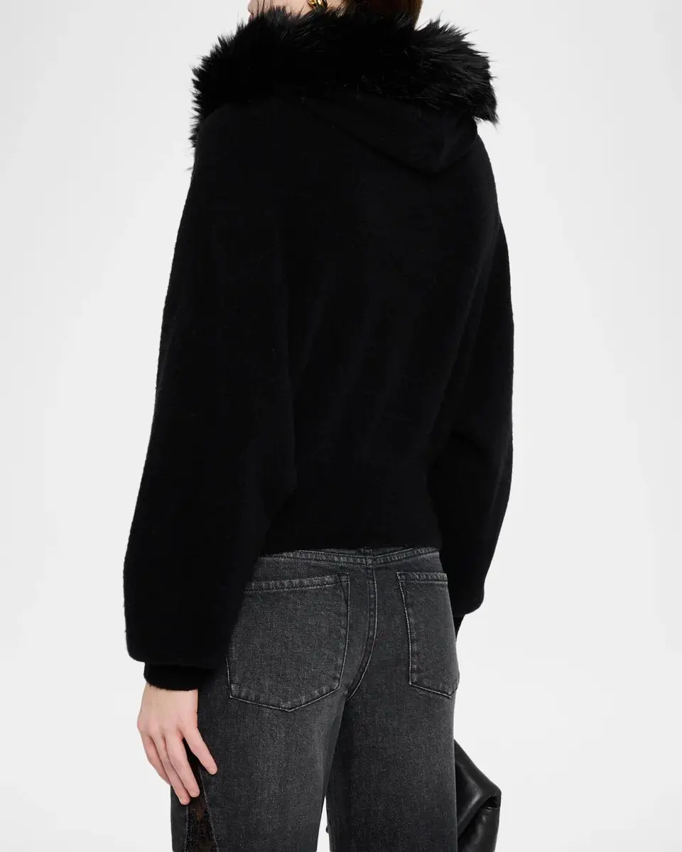 Alice + Olivia Nadya Faux Fur Trim Hooded Cardigan | Thumbnail 3
