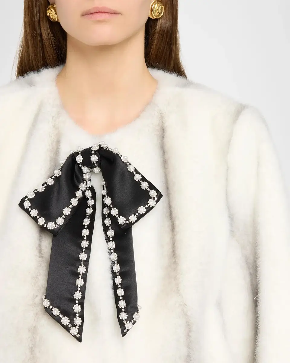 Cinq à Sept Benson Embellished Bow Faux-Fur Jacket | Thumbnail 5 Cinq à Sept Benson Embellished Bow Faux-Fur Jacket | Thumbnail 5