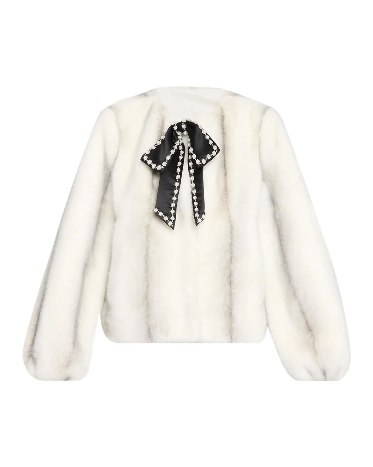 Cinq à Sept Benson Embellished Bow Faux-Fur Jacket