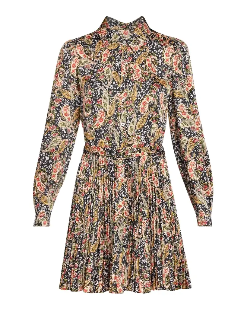 Rose Paisley Reynolds Printed Tie-Waist Mini Dress Rose Paisley Reynolds Printed Tie-Waist Mini Dress