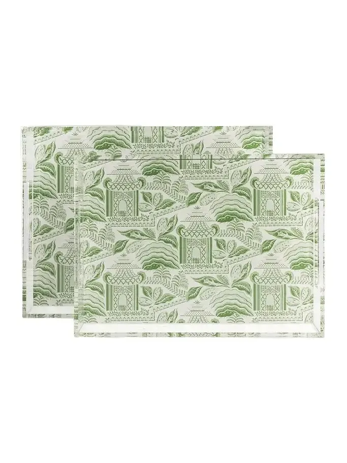 Port 68 Pagoda Garden Green Trays, Set of 2
