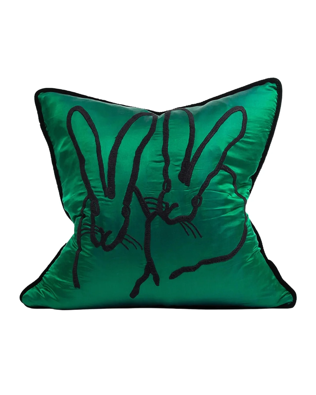 Hunt Slonem Embroidered Bunny Silk Pillow, 20"