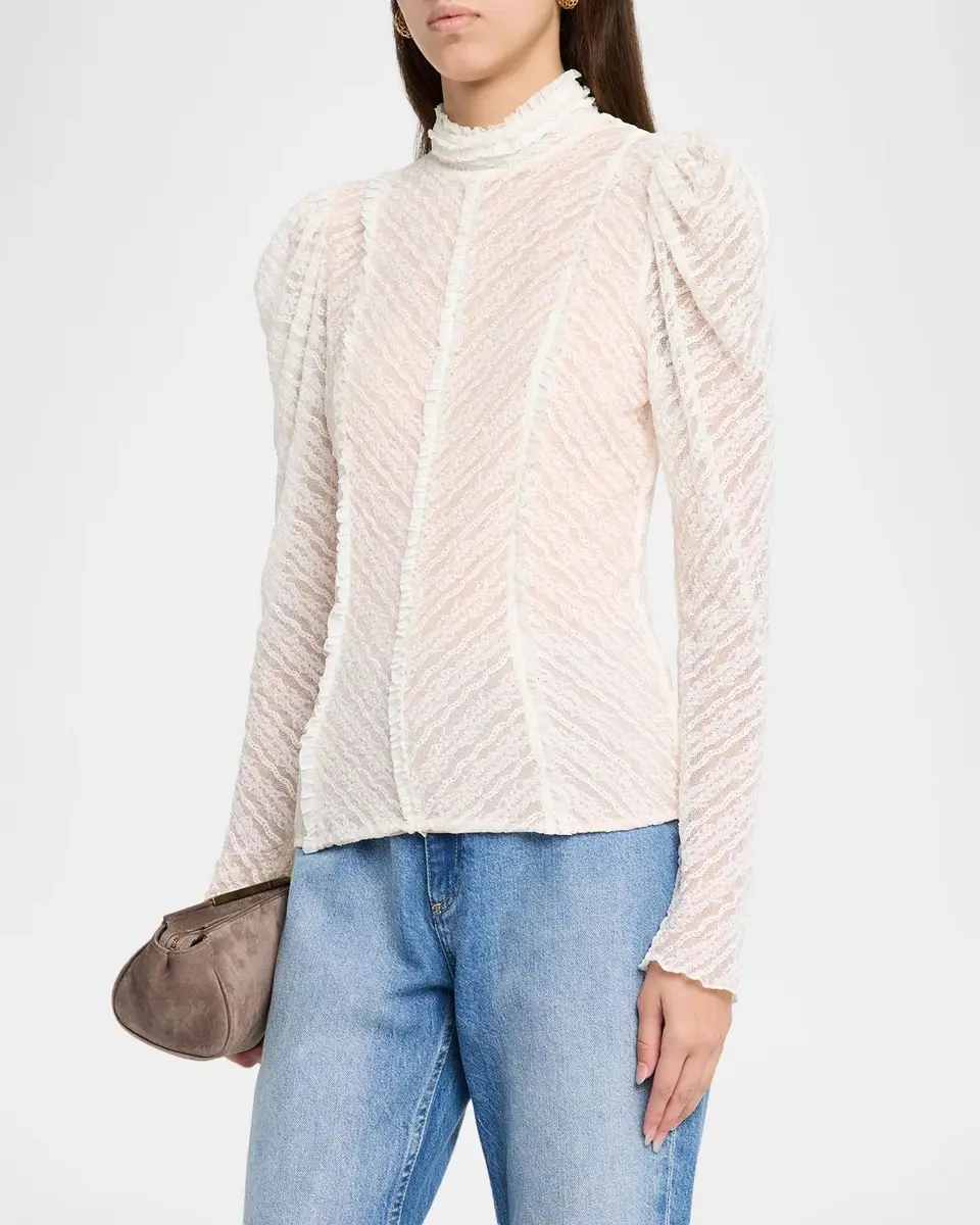 Cinq à Sept Sabrina Ruffled Lace Top | Thumbnail 4