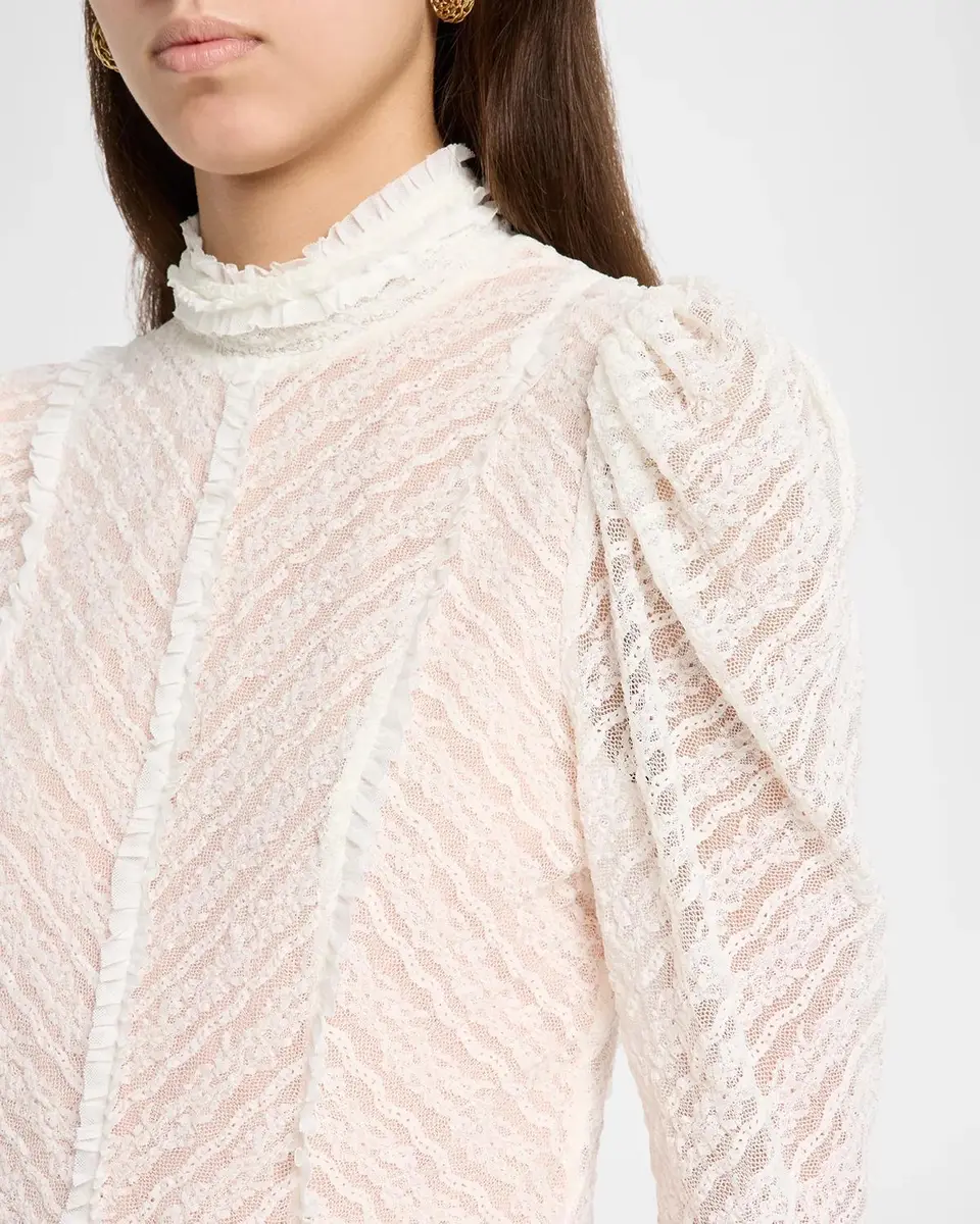 Cinq à Sept Sabrina Ruffled Lace Top | Thumbnail 5