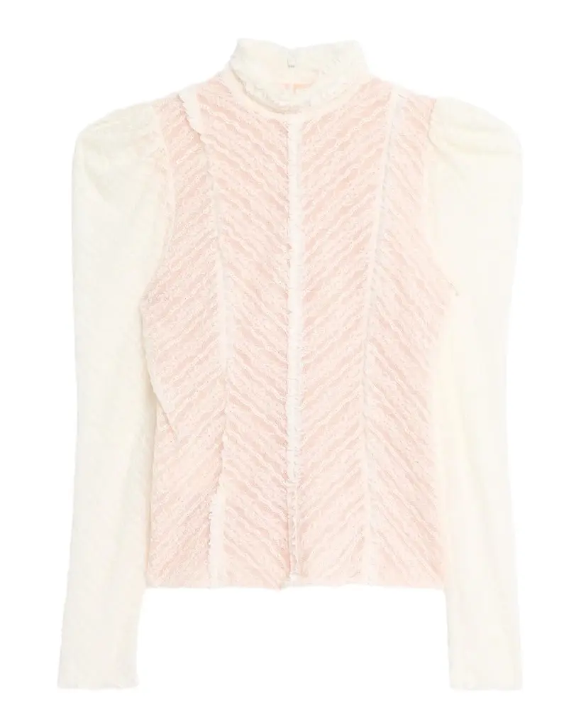 Cinq à Sept Sabrina Ruffled Lace Top