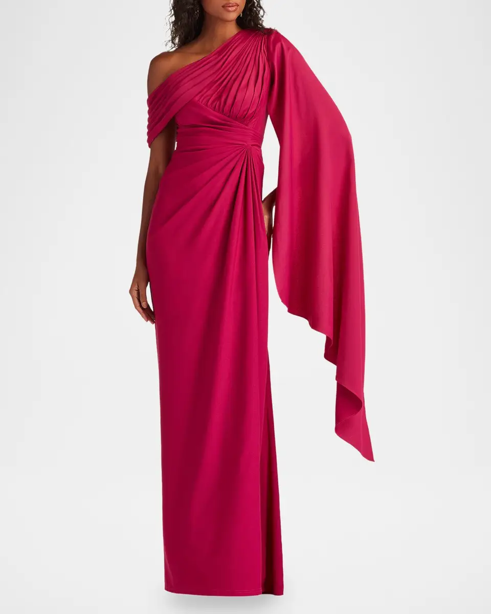 Tadashi Shoji Pleated One-Shoulder Cape Gown | Thumbnail 2 Tadashi Shoji Pleated One-Shoulder Cape Gown | Thumbnail 2