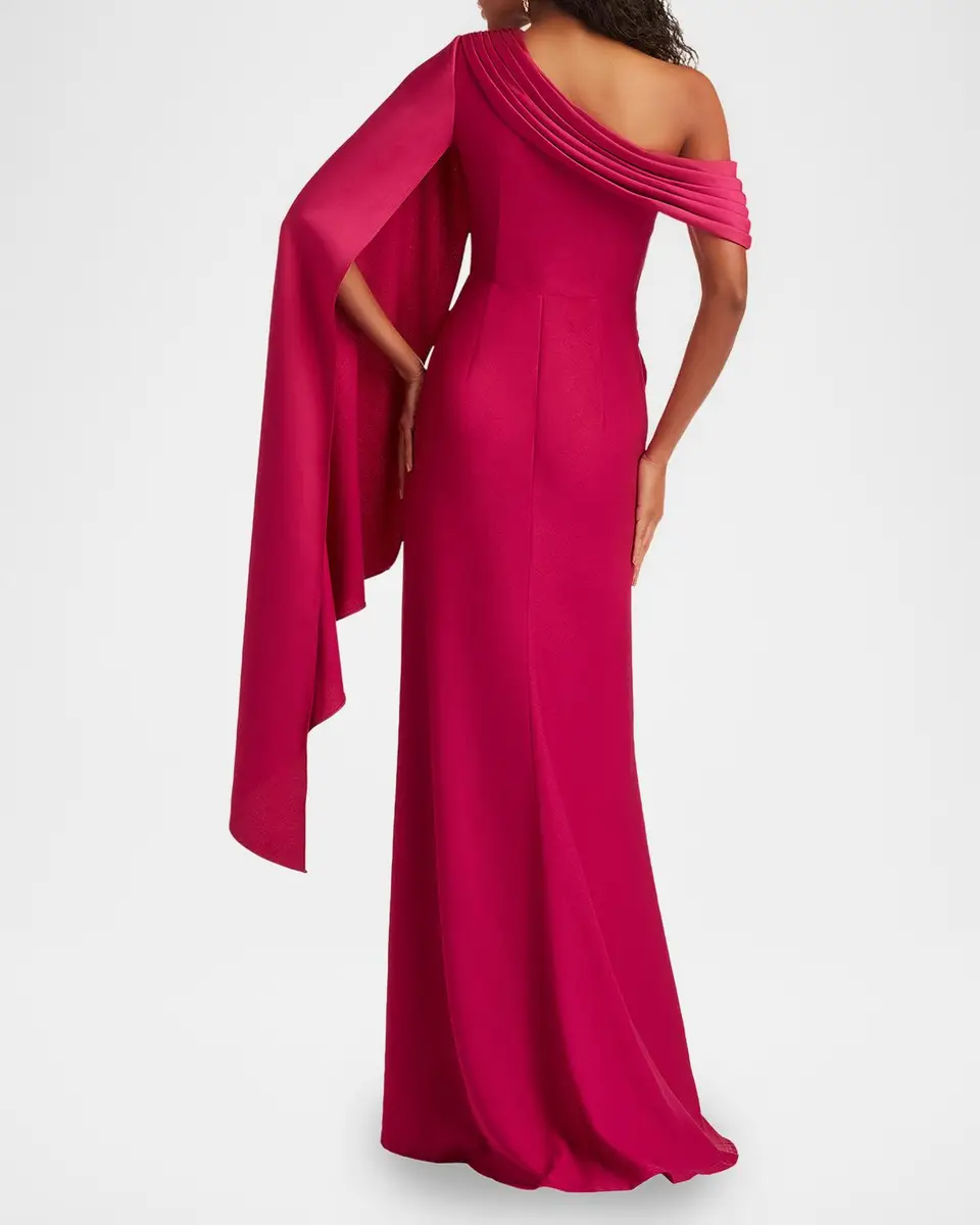 Tadashi Shoji Pleated One-Shoulder Cape Gown | Thumbnail 3 Tadashi Shoji Pleated One-Shoulder Cape Gown | Thumbnail 3