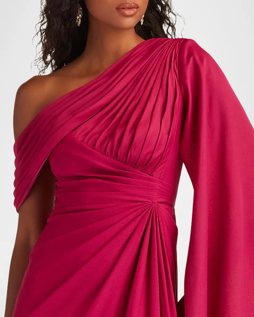 Tadashi Shoji Pleated One-Shoulder Cape Gown | Thumbnail 4 Tadashi Shoji Pleated One-Shoulder Cape Gown | Thumbnail 4